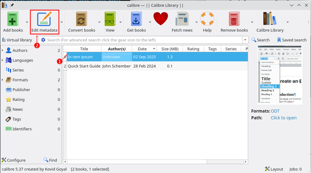 Make the manuscript ready for inserting the metadata.