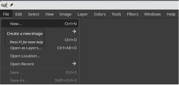 Create new Gimp file.