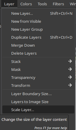 Select the scale layer option.