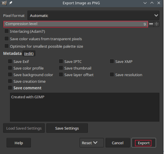 Adjust the export settings.
