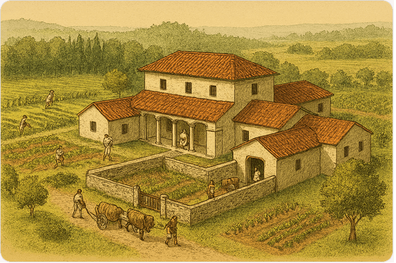 Voorbeeld van een Romeinse villa rustica